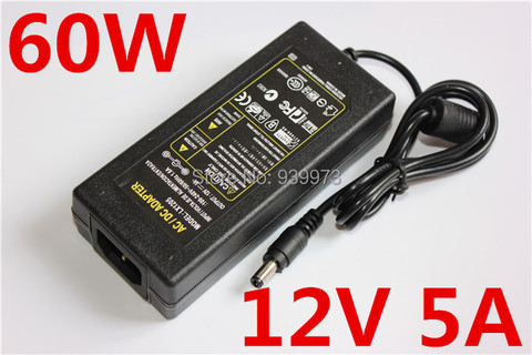 12V 5A 60W AC / DC Power Adapter Supply Charger for 3528 5050 RGB LED Strip Light + UK/US/AU/EU PLUG Cable ► Photo 1/1