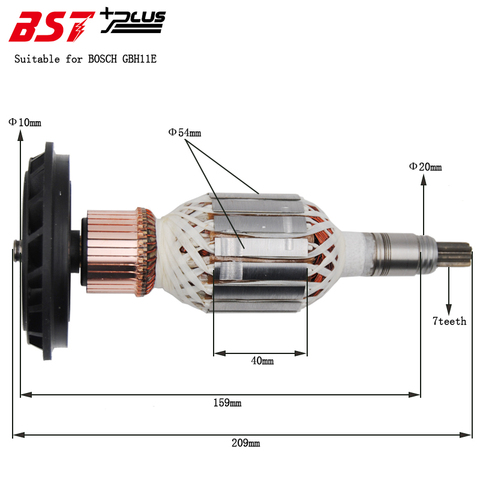 Rotor/Armature  FOR BOSCH GBH11E Demolition Hammer якорь аналог Bosch GBH11, GSH11  перфоратор 1/20шт ► Photo 1/5