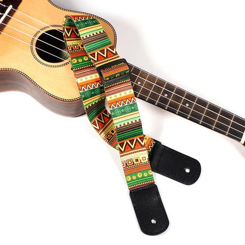 National Style Printing Acoustic Folk Guitar Straps Adjustable Thickened Leather End Electric Guitar Bass Ukulele Straps Belts ► Photo 1/6