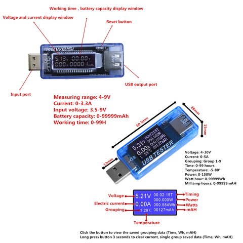 Digital Display USB Charger Doctor Capacity Current Voltage Detector Meter Battery Tester QC2.0 3.0 4-30v Electrical power ► Photo 1/3