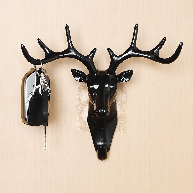 Animal Deer Head Wall Hooks Hanger Holder Coat Hat Key Hanging Rack Decor PF