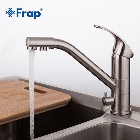 High-end Brass Body Nickel Brushed  Kitchen faucet  sink Mixer tap 360 degree rotation with Water purification features F4321-5 ► Photo 1/6