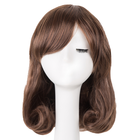 Fei-Show Synthetic Hair Heat Resistant Fiber Short Wavy Wigs Costume Cosplay Halloween Women Inclined Bangs Carnival Hairpiece ► Photo 1/3