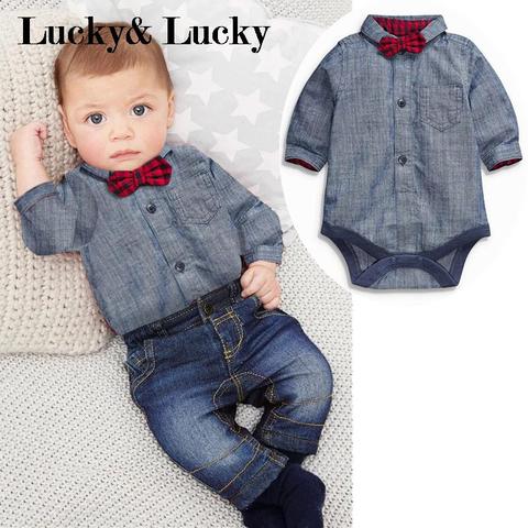 LZH 2022 New Baby Boy Clothes Autumn Plaid Newborn Kids Suit Turn