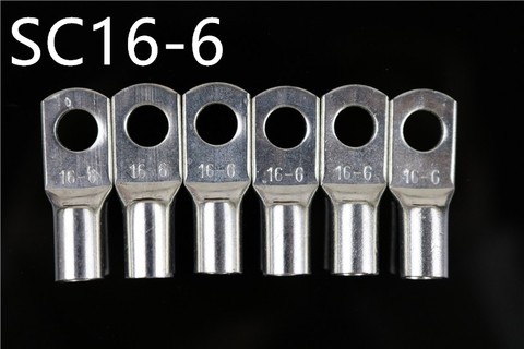 50PCS SC16-6 Tined copper connecting terminal 16-6(DTGA) bolt hole cable lugs battery terminals 16mm square wire ► Photo 1/3
