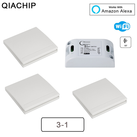 QIACHIP Wifi Wireless 433MHz RF Relay 1CH AC 220V Receiver Smart Home Light Switch Module + 86 Wall Lamp Remote Control Switch ► Photo 1/6