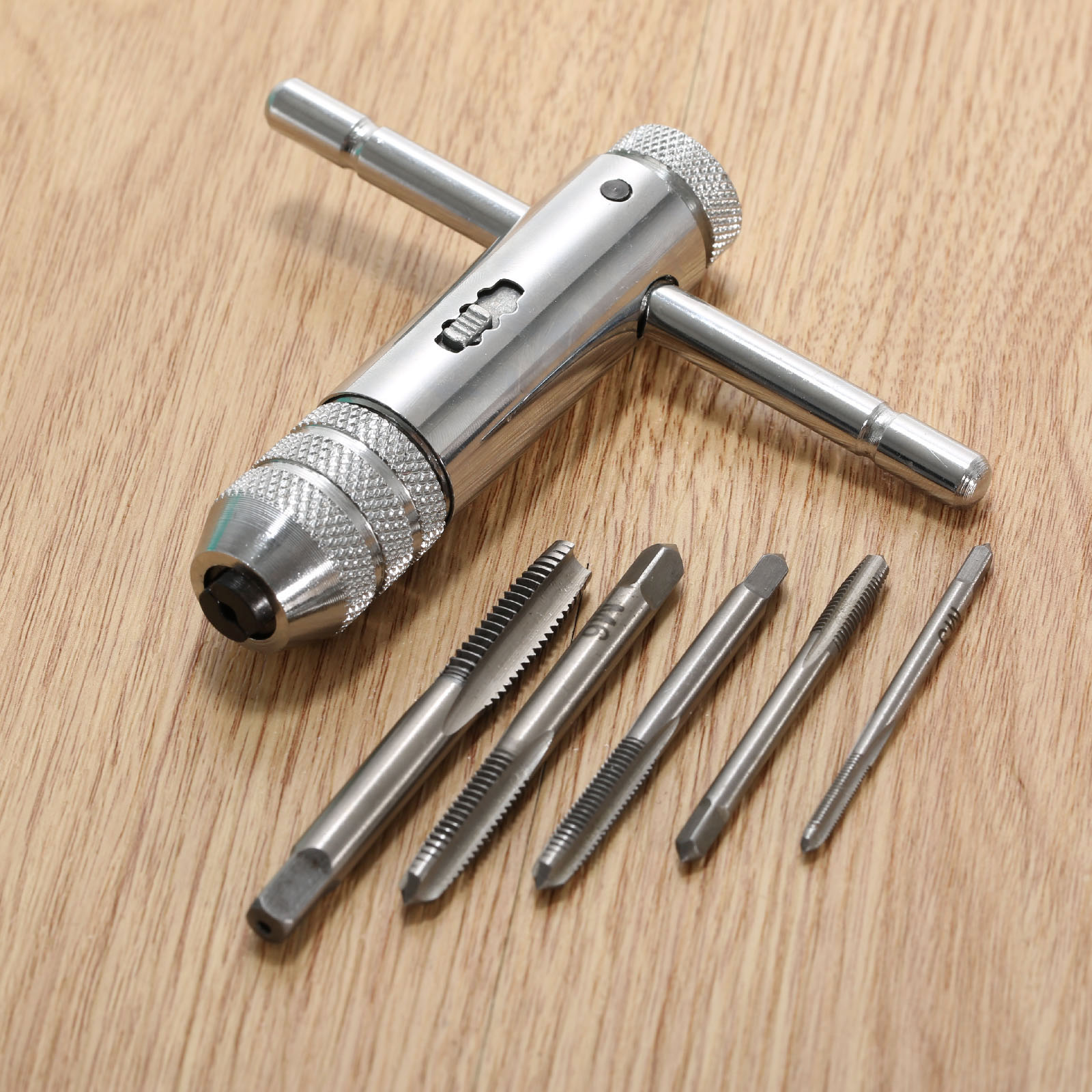 MTMTOOL Adjustable T-Handle Ratchet Tap Holder Wrench M3-M8 Handle Ratchet Tap Wrench Adjustable Metric Screw Thread Plug Tap Wrench 