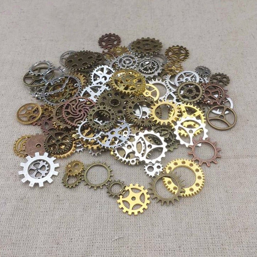 50g 100g Mixed Antique Steampunk Cogs & Gears Charms DIY Pendant