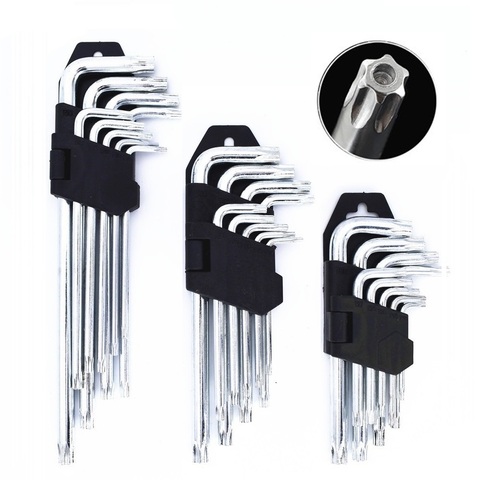 9PCS Hex Key Set Hexagon Wrench Kit with Holes Star Head T10-T50 Carbon Steel Allen Socket Torque Spanner Reinforced Hand Tools ► Photo 1/1