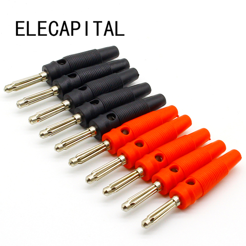 5Pair/10Pcs Red and Black 4mm Solderless Side Stackable Banana Plug Connector Copper ► Photo 1/5