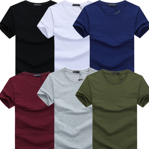 TEXIWAS 2022 6pcs/lot  New Fashion Brand O-Neck Slim  Short  Sleeve T Shirt Men Trend Casual Mens T-Shirt Korean T Shirts 4XL 5X ► Photo 1/6