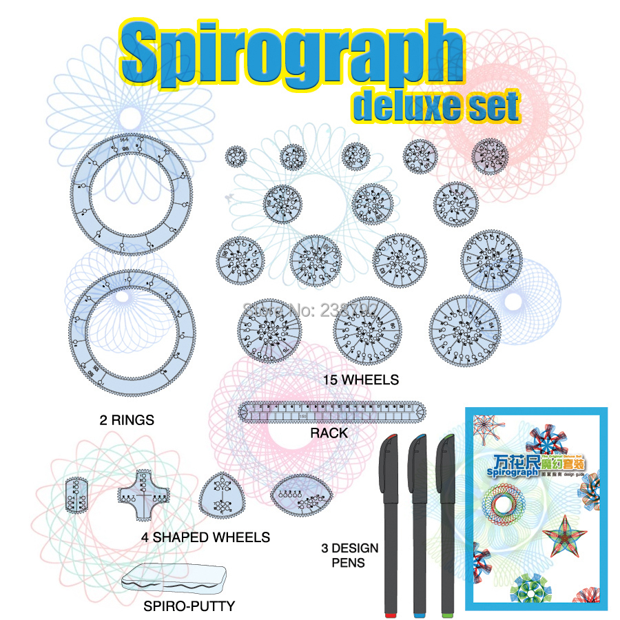 Spiral Art Design Spirograph Drawing toys playset with more Accessories  Interlocking Gears,Wheels Interchangeable frame pieces - AliExpress