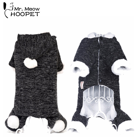 Winter Warm Dog Cat Hoodie Fleece Lined Coat Puppy Black Kitten Christmas Sweater Jumpsuit Kitty Clothes Apparel Pet Costume ► Photo 1/5