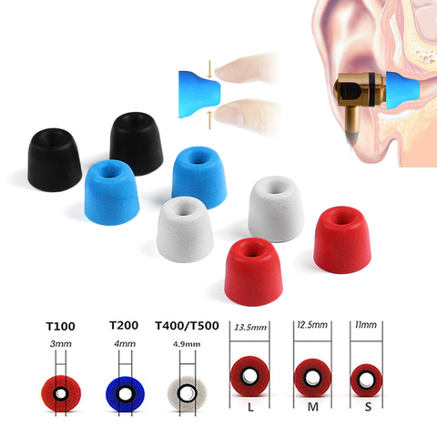 1Pair Soft Memory Foam Earbuds Earmuffs T100/T200/T300/T400 S/M/L Sizes Noise Isolation Eartips for In-Ear Earphone Accessories ► Photo 1/6