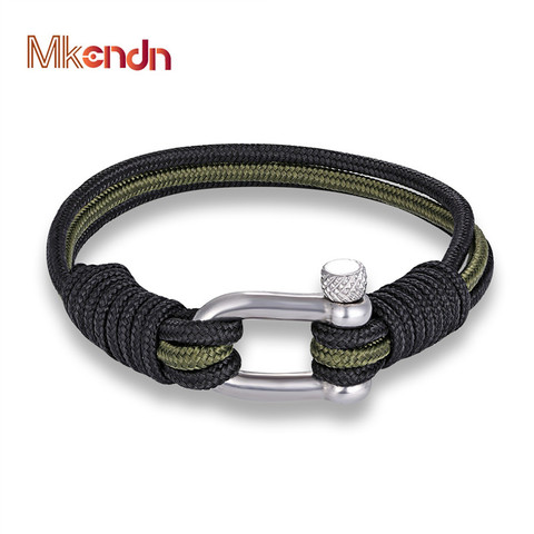 MKENDN New Fashion Sport Camping Parachute Cord Men Women Nautical Survival Rope Chain Bracelet Climing Style Male Jewelry Gifts ► Photo 1/6