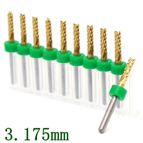 Titanium coated PCB milling cutter metal CNC router drill 3.175mm engraving knife tool for milling corn wood cutting power tool ► Photo 1/6