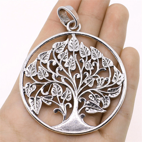 WYSIWYG 1pcs Life Tree Charms Pendant DIY Jewelry Findings Antique Silver Color Tone 62x81mm ► Photo 1/5