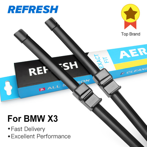 REFRESH Wiper Blades for BMW X3 E83 F25 G01 Fit Hook / Side Pin / Special Push Button Arms from 2003 to 2022 ► Photo 1/6