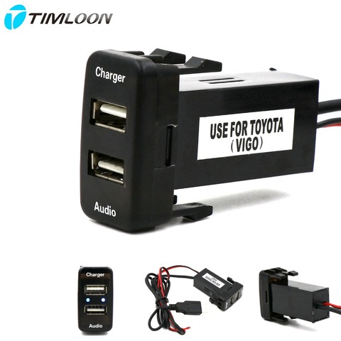 Car 5V 2.1A USB Interface Socket Charger and USB Audio input Socket use for TOYOTA Hilux VIGO,Coaster,Corolla ex,Yaris,Reiz ► Photo 1/6