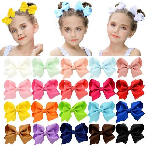 3/4/6/8inch Boutique Handmade Colorful Solid Ribbon Grosgrain Hair Bow With Clips For Kids Girls Hair Accessories ► Photo 1/6