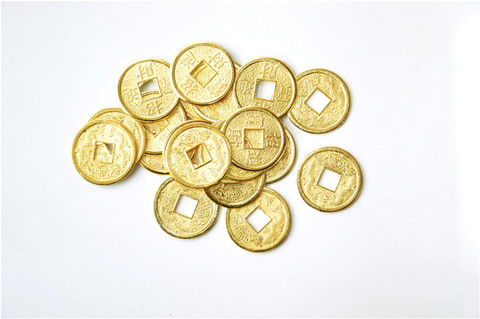 100PCS 24mm Golden Chinese Ancient Feng Shui Lucky Coin Good Fortune Two Dragons Antique Wealth Money For Collection Gift ► Photo 1/4
