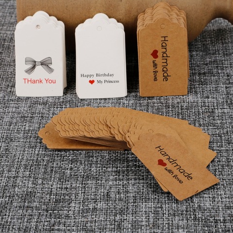 100Pcs/lot DIY Kraft Paper Tags Scalloped Rectangle Christmas Wedding Favour Birthday Party Gift Card Label Blank Luggage Tags ► Photo 1/6