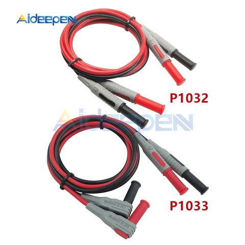 P1032 P1033 Multimeter Test Cable Injection Molded 4mm Banana Plug Test Line Straight to Curved Test Cable Line Length 1M ► Photo 1/6