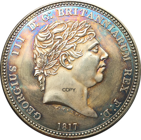Britain 1817 Three Graces Pattern Crown W.W YON Brass Plated Silver Copy Coins ► Photo 1/6