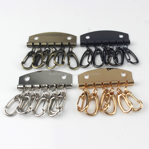 1 x Metal key holder key row keyring organnizer with 6 snap hook for Leather craft wallet key case purse bag hardware ► Photo 1/6