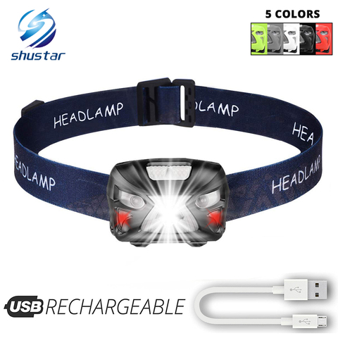 USB Rechargeable LED Headlamp Sensory switch 6 lighting modes White light + Red light For night fishing, camping, adventure,etc. ► Photo 1/6