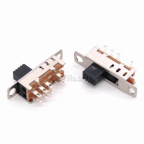 10Pcs SS23E04 Double Toggle Switch 8 Pins 3 files 2P3T DP3T Handle high 5mm small slide switch ► Photo 1/2