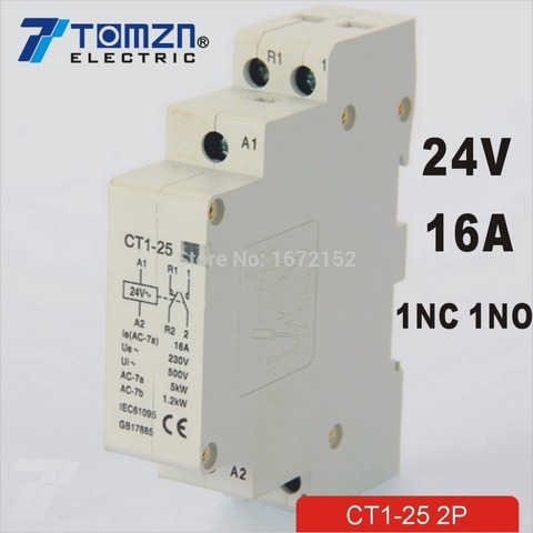 2P 16A 24V  50/60HZ Din rail Household ac Modular contactor  1NO 1NC ► Photo 1/1