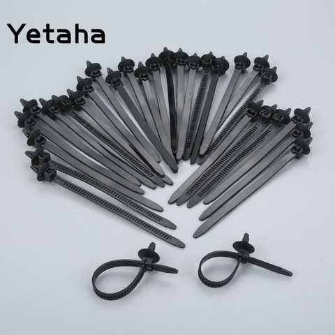 Yetaha 30 Pcs Nylon Black Car Auto Cable Strap Push Mount Wire Tie Retainer Clip Clamp Car Cable Fastening Ties ► Photo 1/6
