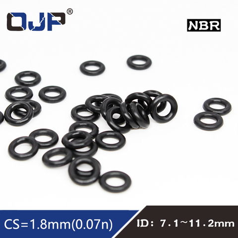 50PCS/lot Rubber Ring NBR Sealing O-Ring 1.8mm Thickness ID7.1/7.6/8/8.5/9/9.5/10/10.6/11.2mm Nitrile O Ring Seal Gasket Washer ► Photo 1/6