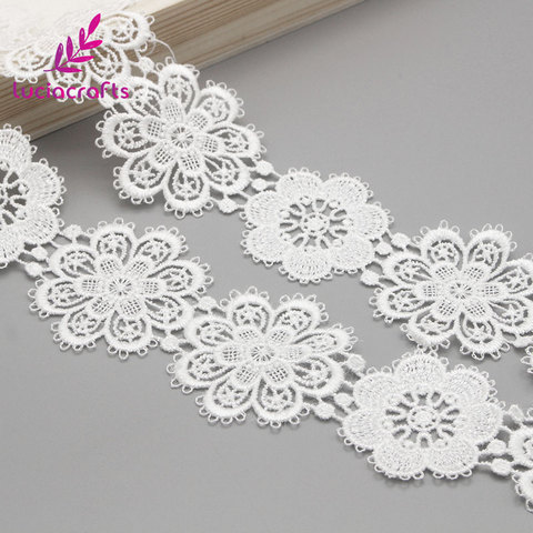 Lucia crafts 1yard/lot 5cm White Flower lace Embroidery Trim Ribbon DIY Wedding Sewing Garment Handmade Accessories N0506 ► Photo 1/5