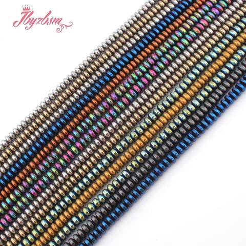 2x4mm Smooth Rondelle Shape Hematite Beads Loose Spacer Natural Stone Beads For DIY Necklace Bracelet Jewelry Making Strand 15