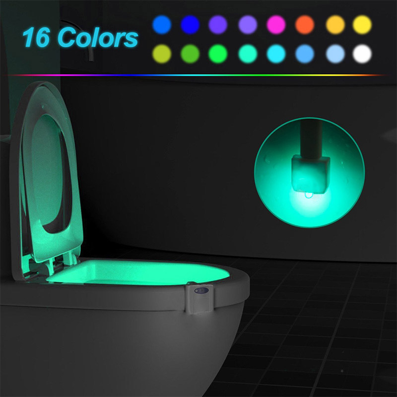 Toilet Night Light 16 Color LED Motion Activated Sensor Bathroom Bowl Seat Lamp 