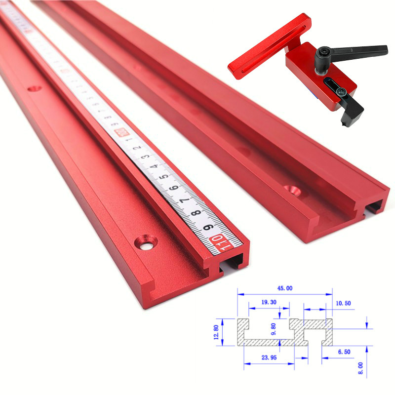 Aluminium Alloy Woodworking Tool T Slot Fence Stop Height Miter Brackets Track 