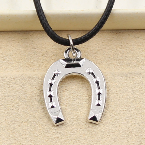 New Fashion Tibetan Silver Color Pendant Horseshoes Necklace Choker Charm Black Leather Cord Factory Price Handmade Jewelry ► Photo 1/2