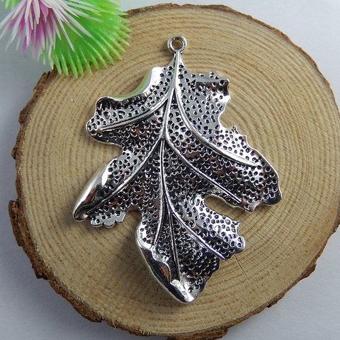 2pcs/lot Silver color Leaves Shape Vintage Necklace Pendant 66*51*6mm Jewelry Accessories Handmade Special Women Gifts 51151 ► Photo 1/4