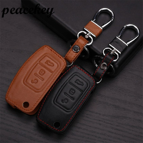 car remote key leather cover case Keychain for Ford Focus 2 MK2 sedan hatchback, car accessories ► Photo 1/1