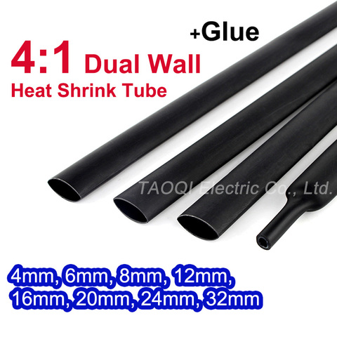 Heat Shrink Tube with Glue Adhesive Lined 4:1 Dual Wall Tubing Sleeve Wrap Wire Cable kit 4mm 6mm 8mm 12mm 16mm 20mm 24mm 32mm ► Photo 1/5