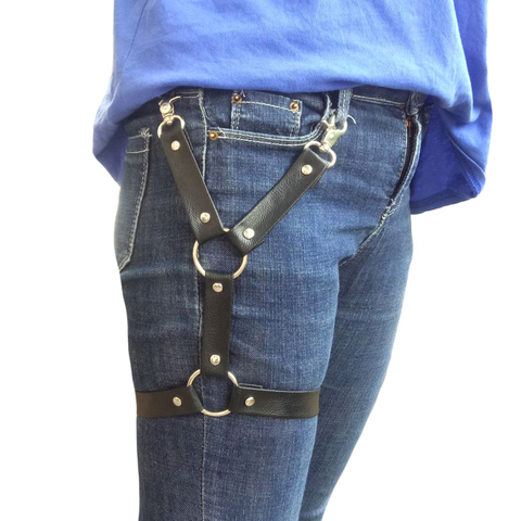 New men women Harajuku Cross Leather Leg Belt Harness Body Bondage Stocking Suspender Women hip hop Punk strap accessories ► Photo 1/6