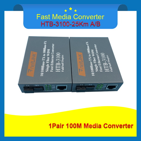 HTB-3100 1 Pair Optical Fiber Media Converter Fiber Transceiver Single Fiber Converter 25km SC 10/100M Single mode Single Fiber ► Photo 1/1