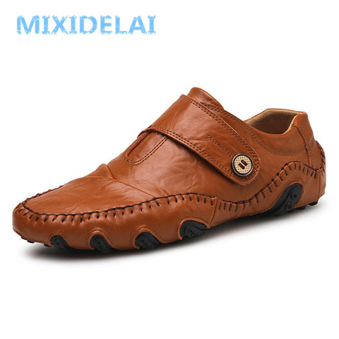 MIXIDELAI Fashion British Style Men Causal Shoes Genuine Leather Slip On Men Shoes High Quality Outdoor Shoes Zapatos Hombre ► Photo 1/6