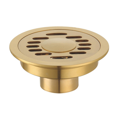 Free shipping 10CM Brass Round Floor Drain Cover Shower Waste Drainer Grate Floor Drain Gold ► Photo 1/6