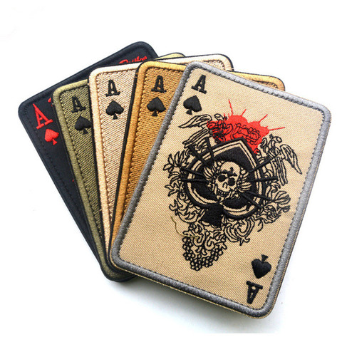 Death Card Poker Ace of Spades Patches Embroidery Tactical Patch For Clothing Bag Punk Military patches Badges ► Photo 1/6