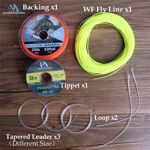 Maximumcatch 100FT 1-10wt Fly Fishing Line Combo Weight Forward Floating Fly Line & Backing line&Tippet&Leader&Loop Connector ► Photo 1/6