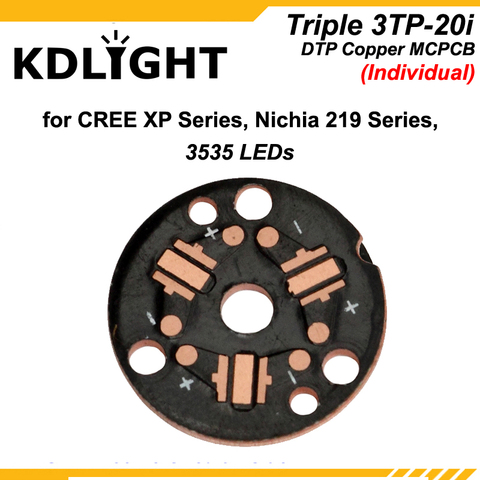 KDLITKER Triple 3TP-20 DTP Copper MCPCB for Cree XP Series / Nichia 219 Series / 3535 LEDs - Parallel or Individual ( 5 pcs ) ► Photo 1/6