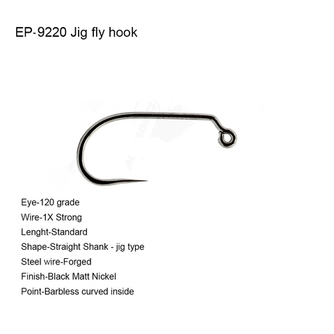 Eupheng Plus 25pcs 50pcs EP-9220 Jig Hooks Competition Fly Fishing Hook Nymph Hooks Jig Fly Hooks Black Nickle Finish ► Photo 1/6